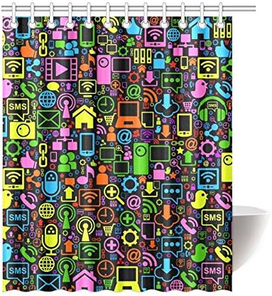 POEENG Custom Social Computer Network Waterproof Polyester Shower Curtain 60"x72"