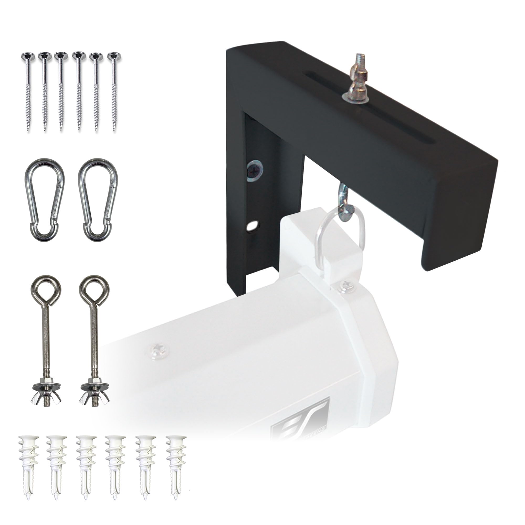 Elite Screens 6" Wall and Ceiling Hanging L-Brackets for Manual/Spectrum/VMAX2 series, Black, ZVMAXLB6-B