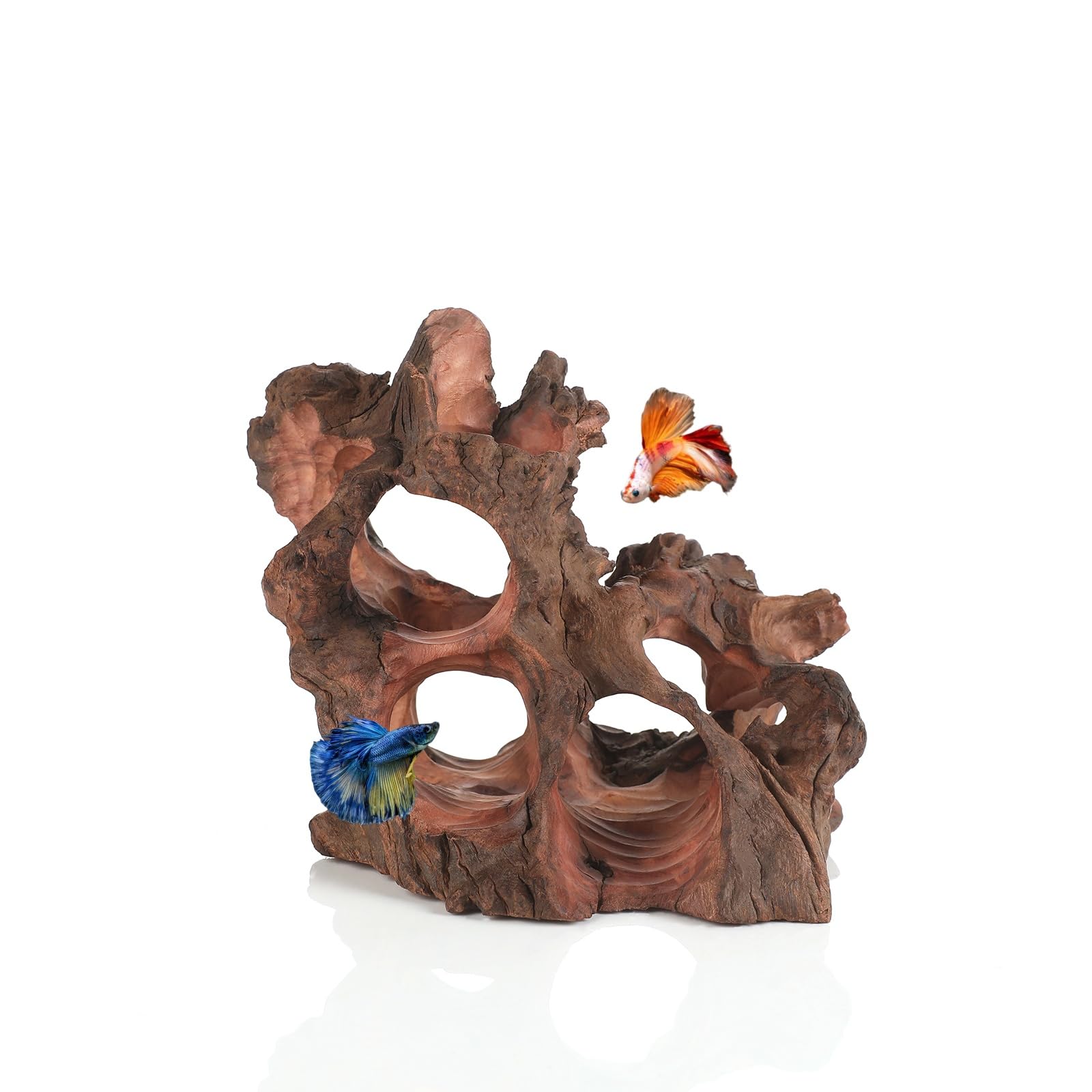 Photo 1 of Natural Wood Aquarium Cave Betta Fish Hideout for Aquarium Fish Tank Decorations-Reptile Hide-Snake Hide-Cave for Cichlids Habitat Shelter for Crayfish Shrimp and Other Aquatic Pets 6.1-9.8"