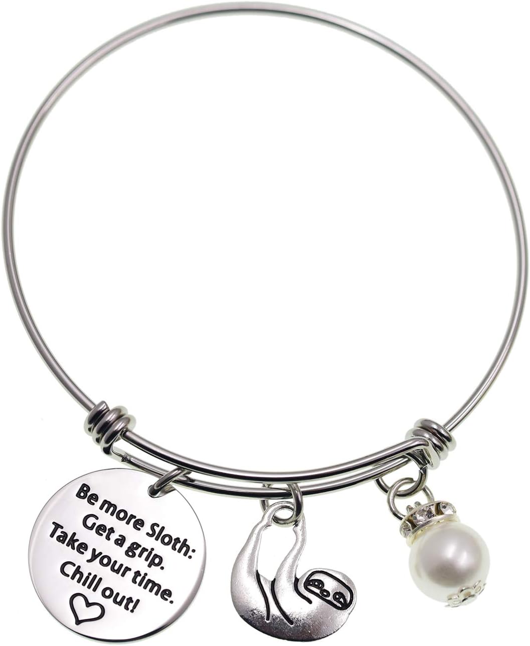 Melix HOME Sloth Gifts Be More Sloth Get a Grip Take Your Time Chill Out Sloth Charm Bracelet