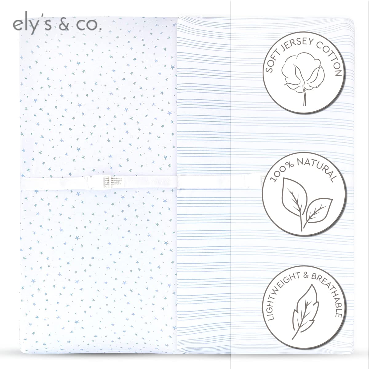 Changing Pad Cover 2 Pack - Baby Cradle Sheet with 100% Jersey Cotton - Changing Pad Covers for Boys, Newborn Essentials (Blue Stars & Stripes)