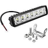 6 Inch Led Light Bar Flood Beam Aluminum 6000K White 18W Waterproof, 1 Pack | 12V 24V Offroad Driving Light Fog Light for Motorcycle Car Truck SUV ATV Golf Cart Tractor Boat