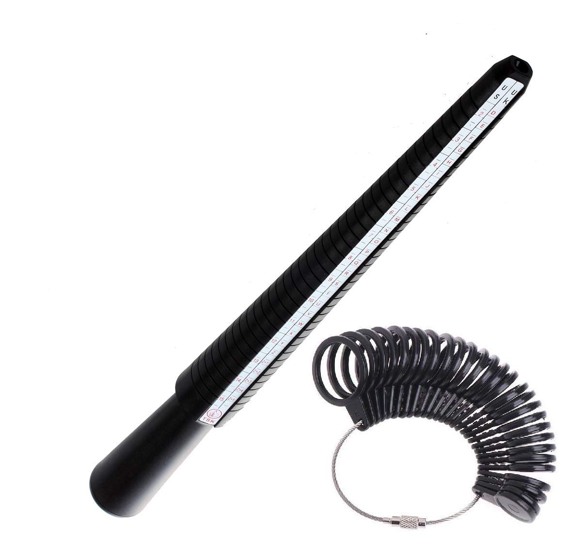 UK British Ring & Black Finger Sizer Measurer Tool Stick Gauge Size A-Z+5 27Pc
