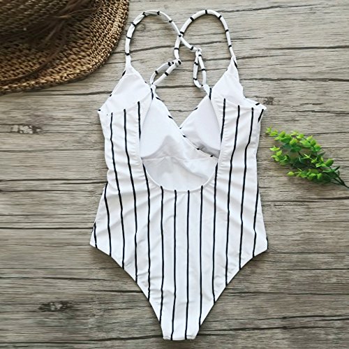 nuochimaoyi Plus Size Women Push-Up Padded Bra Beach Bikini Set Swimsuit Sexy Siamese Swimwear one Piece Swimwear White