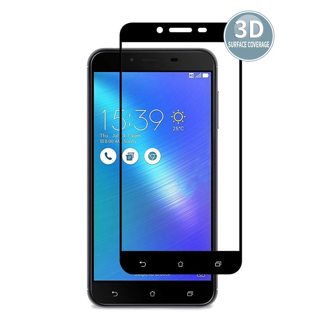 E-Hamii Screen Protector compatible with Zenfone 3 MAX 5.5 ZC553KL [Black],[High Definition][Anti Scratch],3D Tempered Glass,[Sensitive Response][ Bubble-free Installation]