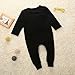 TheFound Baby Boy Girl Romper Bunny Printed Long Sleeve Jumpsuit Zipper Playsuit Outfits (Tag 100, Long Sleeve Black)
