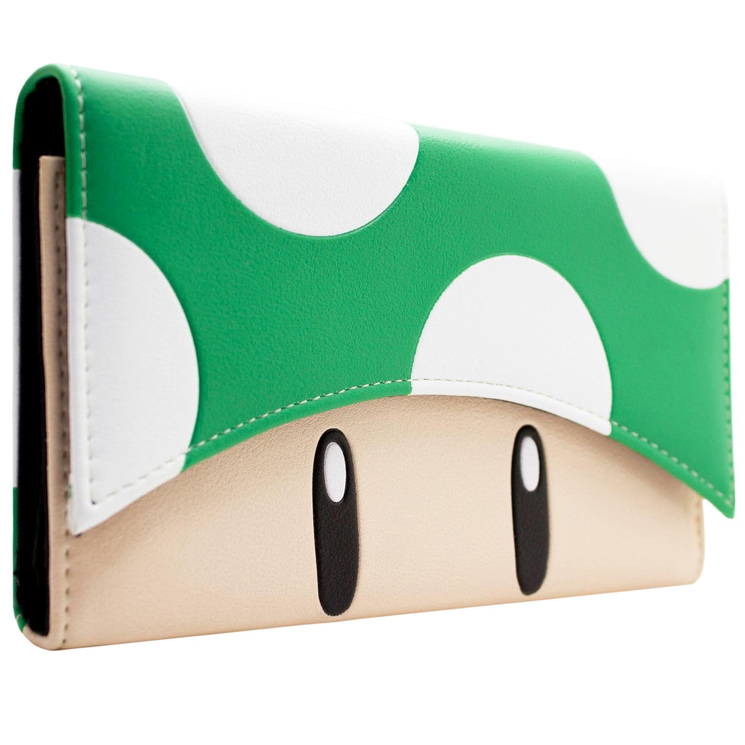Mario Party 1UP Extra Life Mushroom Green Coin and Card Tri-Fold Purse, One Size