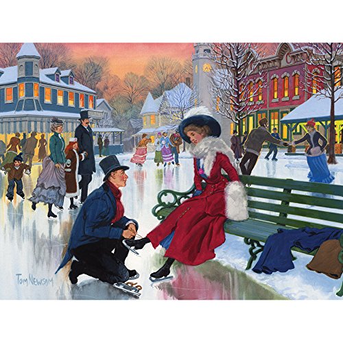 Bits and Pieces - 300 Piece Jigsaw Puzzle for Adults - Skaters in Love - 300 pc Christmas Winter Holiday Jigsaw by Artist Tom Newsom