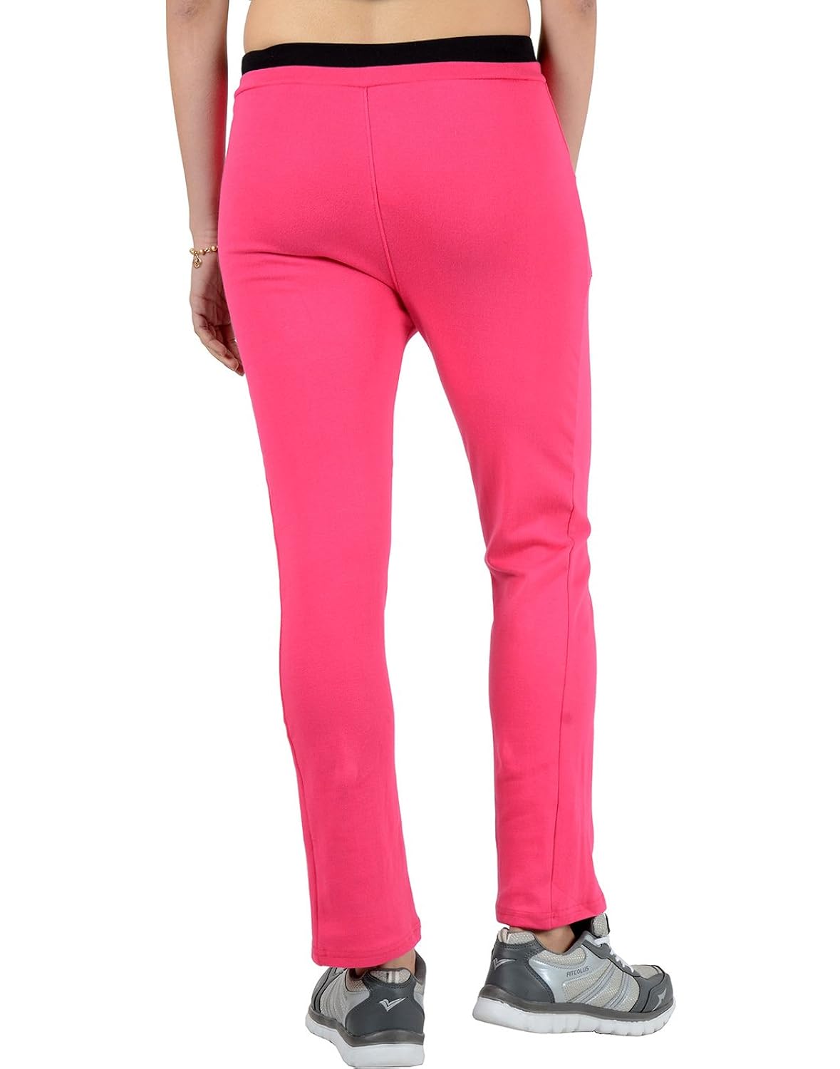 2day women's solid cotton track pants black/fushia (pack of 2)