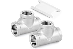 TAISHER 2PCS Stainless Steel Tee Pipe Fittings, 3/8" x 3/8" x 3/8" NPT Female Pipe Fittings