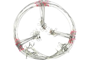 DRCHOER Fishing Wire Leaders for Bottom Rigs: 10pcs 1/2/3 Arm Saltwater Hi-Low Rig Leaders with Swivels Snap for Trolling Pier Surf Fishing Tackle - Arm Length 2.76in/4.72in