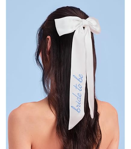 Amazon.com : Funky Junque White Hair Bow – Embroidered Sheer  display picture 3