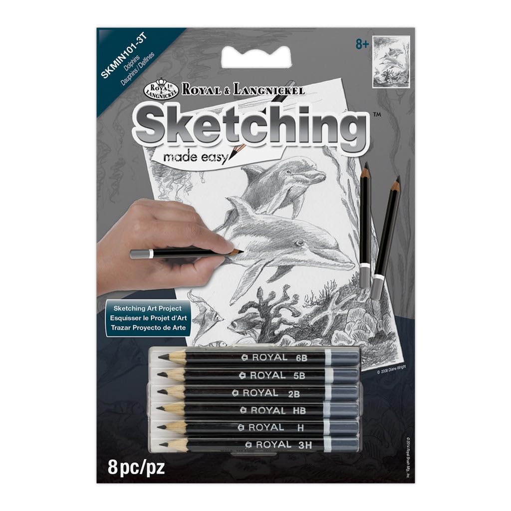Royal and Langnickel Sketching Made Easy Kit 5 inch x 7 inch - Dolphins, Blue