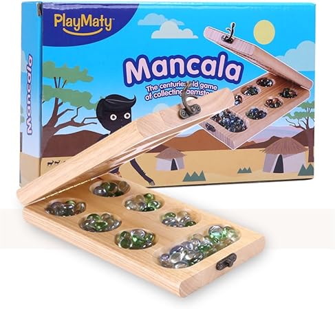 Amazon マンカラ Mancala 古典的なダブルゲーム 木製折りたたみ式 パーティー 親子ゲーム ボードゲーム おもちゃ