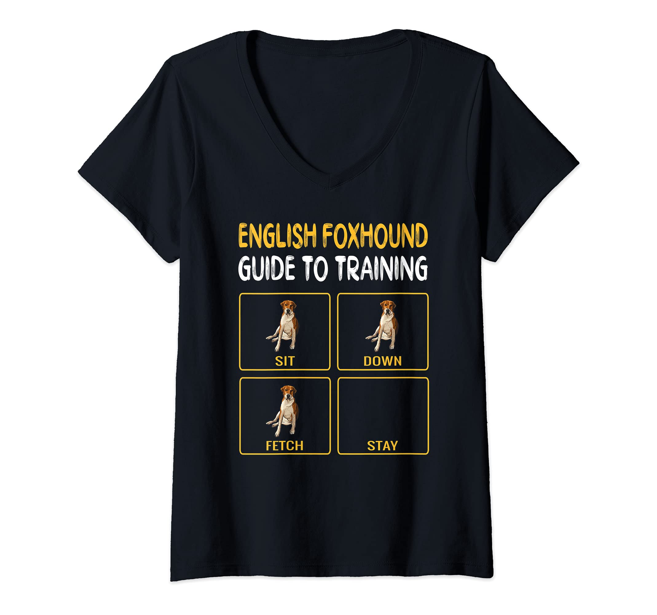 Womens Funny English Foxhound Guide To Training Dog Obedience V-Neck T-Shirt