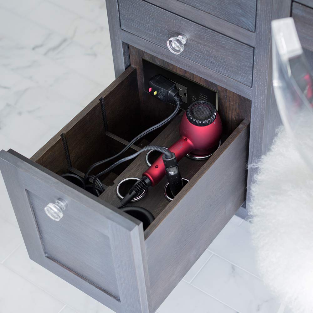 Style Drawer 18 Flush | In-Drawer Powering Outlet | 2 AC GFCI Outlets | Thermostatic Shutoff | Black