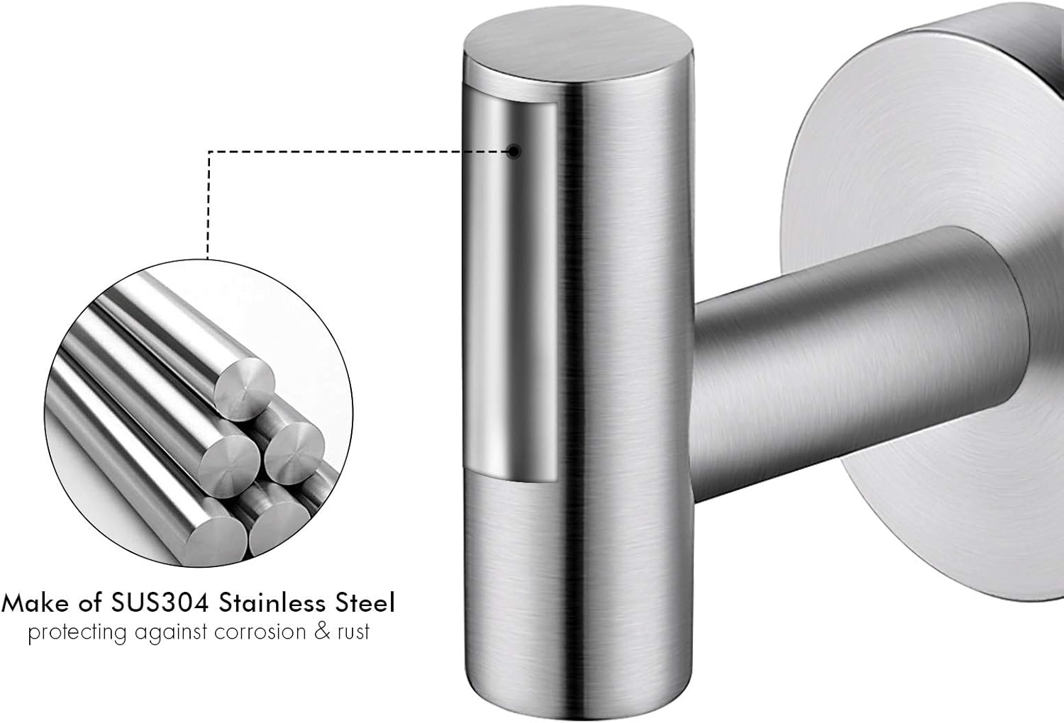 KES Towel Hook Adhesive Robe Hook Drill-Free Heavy Duty Coat Hook Wall Mount for Bathroom Kitchen Garage SUS 304 Stainless Steel Brushed Finish, A2164DG-2 - - 