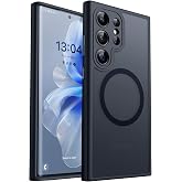 CANSHN Magnetic Shockproof for Samsung Galaxy S22 Ultra Case Black | Full Camera Protection, Compatible with MagSafe, Translucent Matte, Military-Grade Protection, Scratch Resistant, Slim Fit