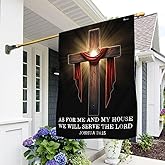 American Flag-Jesus Christian Cross As For Me And My House Flag TQN2686F, House Flag (29.5" x 39.5")-USA Flags Premium Polyester-Decorative Indoor Outdoor Flag