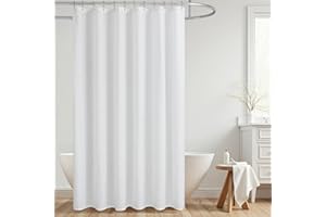 KOUFALL 84 Inch Shower Curtain,Boho White Farmhouse Linen Fabric Cloth Waterproof Washable Shabby Chic Extra Long Shower Curtain 84 Length for Bathroom,72 x 84 72x84