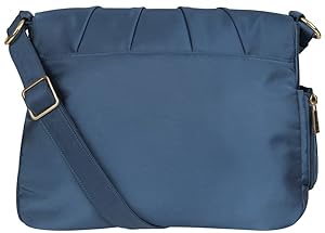 Pleated detail on the flap and adjustable strap