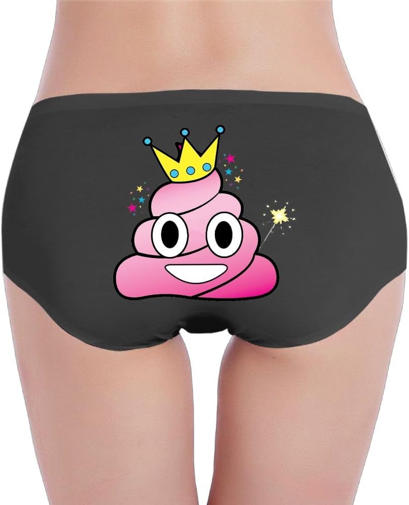Joapron Princess Poop Emoji Women's Sexy Panties Black