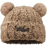 Bagkeak Bear Ears Warm Fluff Hat Cozy Winter Outdoor Practical Hat Casual Fashion Adjustable Beanie Cap for Women 2025