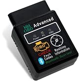 Zigeiya Car Bluetooth OBD2 Diagnostic Tool, Plug and Play Real-time Code Reader, Reset and Clear Engine Light Scanner with Exclusive App, Universal Mini Monitor Device for Most Phone Systems (Black)