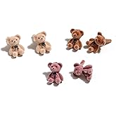 3 Pairs Kawaii Funny Plush Bear Stud Earrings Cute Cartoon Animal Bowknot Bear Earring for Women Fashion Jewelry