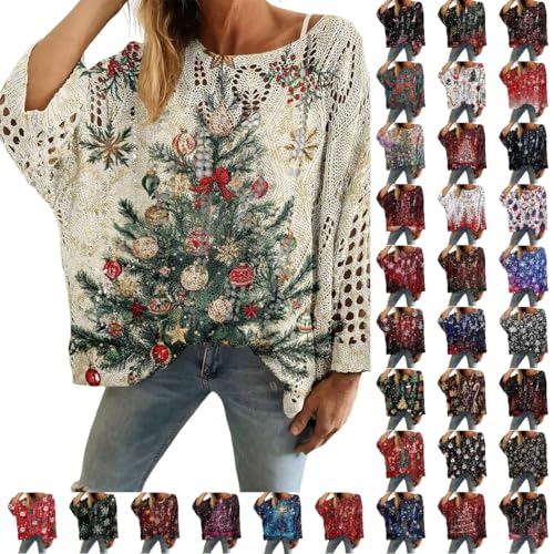 Ladies Christmas Jumpers, Christmas Jumpers for Women Fall Long Sleeve Cardigans Ladies 2025 Crew Neck Fashion Hoodies Casual Long Sweatshirt Jackets Sweaters Winter Casual Pullover Outfits