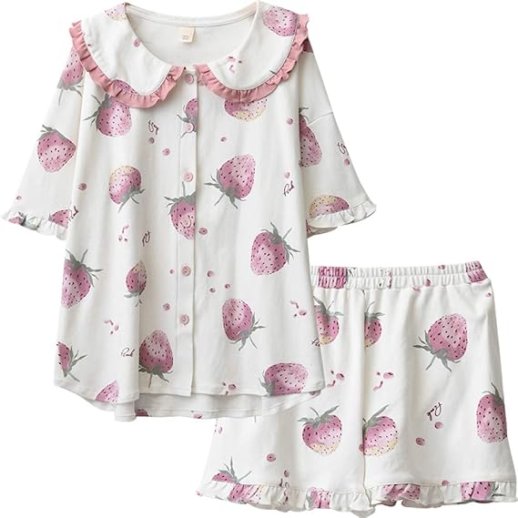 Amazon 可愛いパジャマ ルームウェア レディース 上下セット 前開き 半袖 寝間着 寝巻き 夏 部屋着 綿 便利服 カジュアル 肌触り良い 女の子 ガールズ 少女 大人 ナイトウェア パジャマ ルームウェアセット 通販