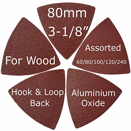 XXGO Triangular Oscillating Multi Tool Sanding Pads 31/8 Inch 80mm