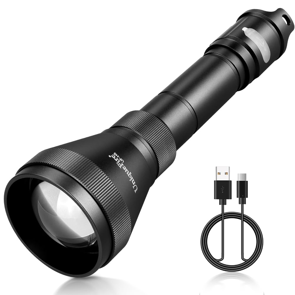 UniqueFire H5 Infrared LED Torch, T50 940NM Flashlight, Zoomable Invisible Light for Use with Night Vision Devices,USB Rechargeable, Adjustable Focus, Dimmable Light
