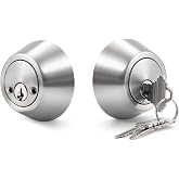 Brotima 1 Pack Satin Nickel Double Cylinder Deadbolt Lock Set, Keyed Two Sides Door Lock for Exterior and Interior Door