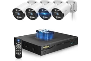 OHWOAI 《122° Wide-Angle & 80FT Night Vision》Outdoor Wired Security Camera System,CCTV Cameras Outside, Video Surveillance Systems, Surveillance DVR Kits