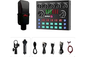 BONKYO Audio Mixer Podcast Equipment Bundle for 2, All-In-One Podcast Production Studio, Small DJ Mixer for Live Streaming/Podcasting/Gaming