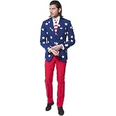 OppoSuits Men American Flag Suit - USA Outfit for the 4th of July with Red White and Blue Jacket, Pants and Tie