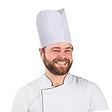 EZGOODZ White Chef Hats in Bulk, 12" Tall. Pack of