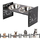 BACOENG Elevated Dog Bowls Metal Frame, Raised Dog Bowl with 2 Angles and 9 Height Adjustments, Dogs Feeder with 2 Stainless Steel 21oz Bowls, Dogs Food & Water Bowl for Small Pets