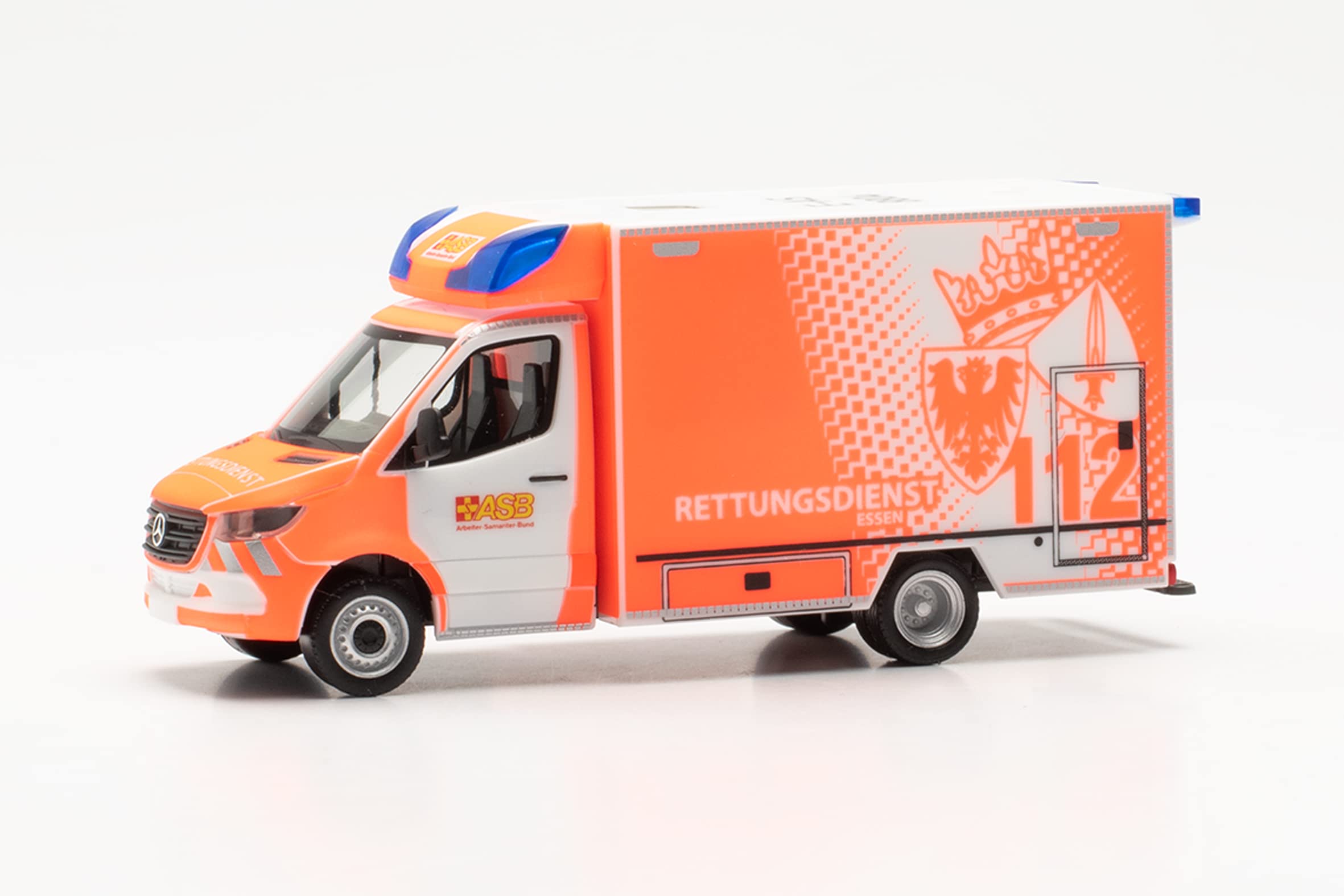 herpa car model Mercedes-Benz Sprinter '18 Fahrtec RTW Fire Brigade Essen, on a scale of 1 : 87, plastic miniature, made in Germany, model building, collectors edition