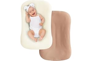 UBBCARE 2 Packs Muslin Baby Lounger Cover, Baby Nest Sleeper Cover for Baby Boys and Girls, Washable Slipcover Fit Infant Lounger, Organic Lounger Cover for Newborn - Beige&Pink