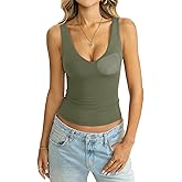 EasyGala Womens Padded Double Lined Tank Tops Basic Deep V Neck Sleeveless Tops Sexy Fitted Shirts Summer Outfits