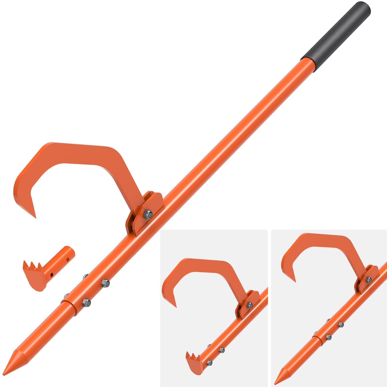 BeneLabel Log Roller Tool, Timberjack Cant Hook Heavy Duty Forestry Wood Jack 2in1 Handled Firewood Peavey Multitool for Grabbing Moving and Clamping with Non-Slip Handle, 107-124cm