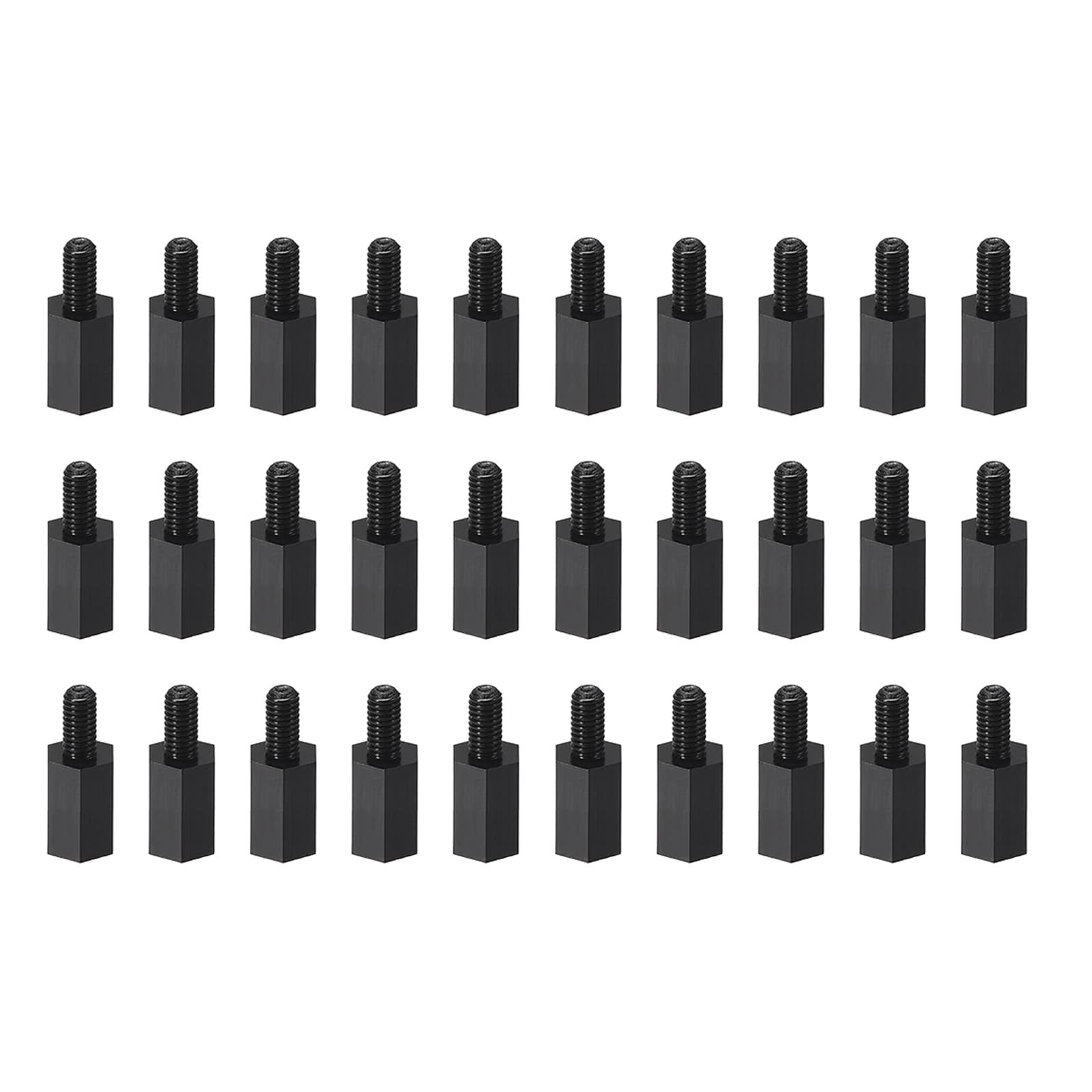 YOKIVE 30 Pcs M3 Standoff Screws, Nylon Hex PCB Standoffs with High Insulation Effect, Keep Height Consistent, Great for Motherboard (Black, 8mm+6mm)