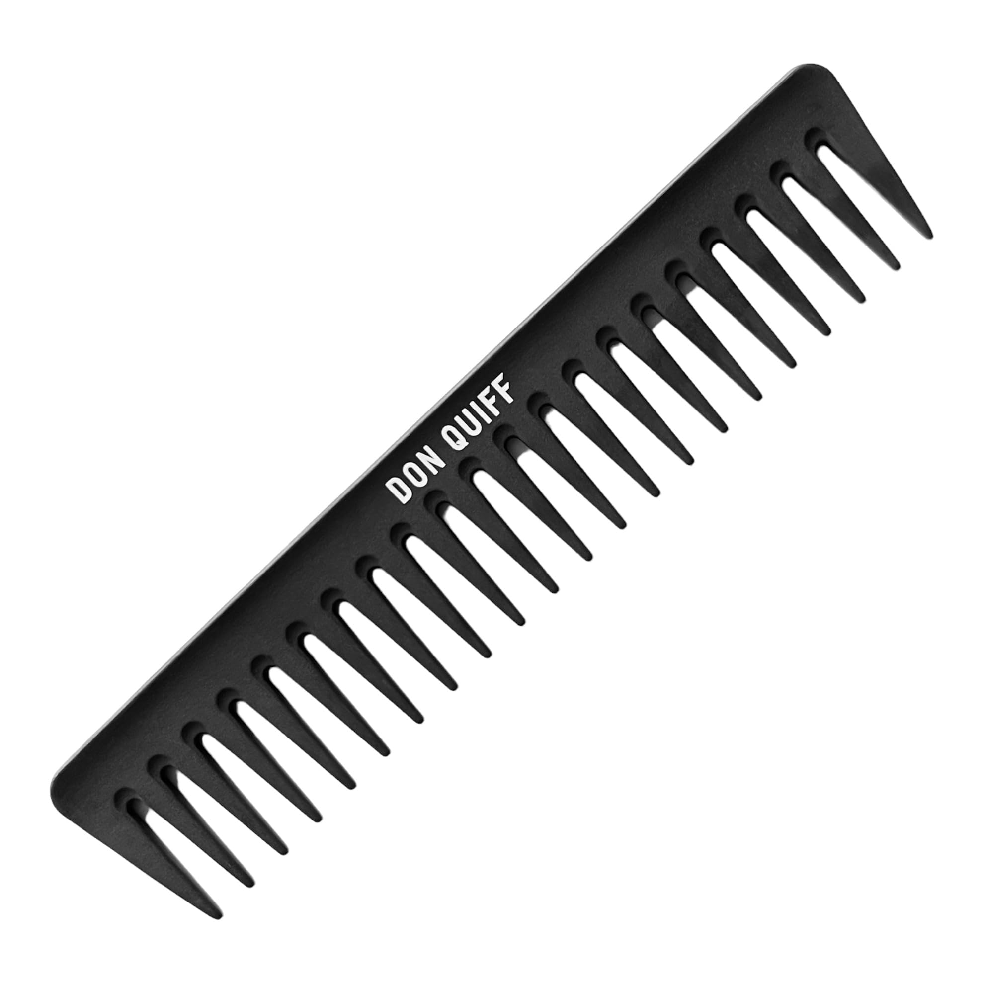 Don Quiff Styling Comb: Durable Carbon Comb for Hair & Beard - 19cm, Coarse Teeth, Antistatic, for Curling and Structured Hair Styling, Men & Women, Detangling Comb, Break-Resistant, Long Hair Comb.
