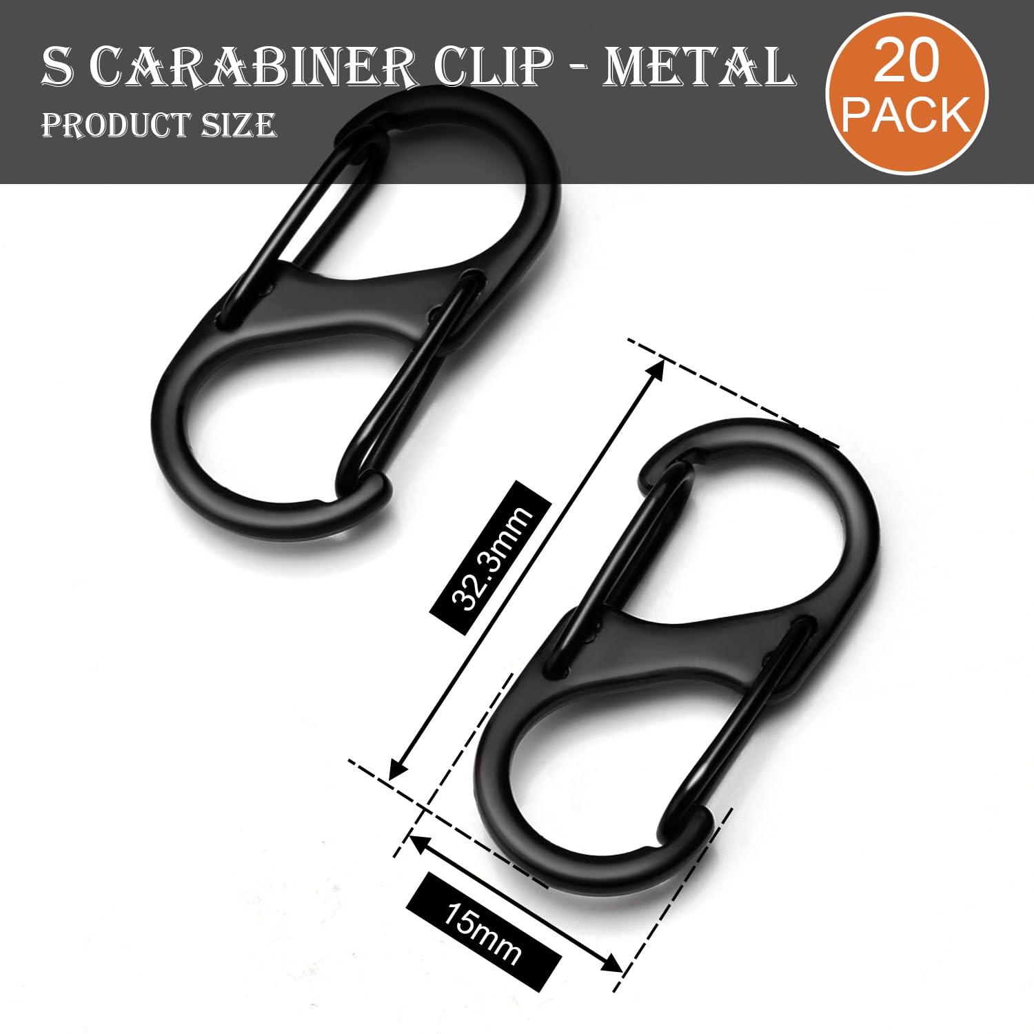 CooBigo 20 Pack Extra Small Carabiner Clip Mini S Carabiner Clips 1 1/4