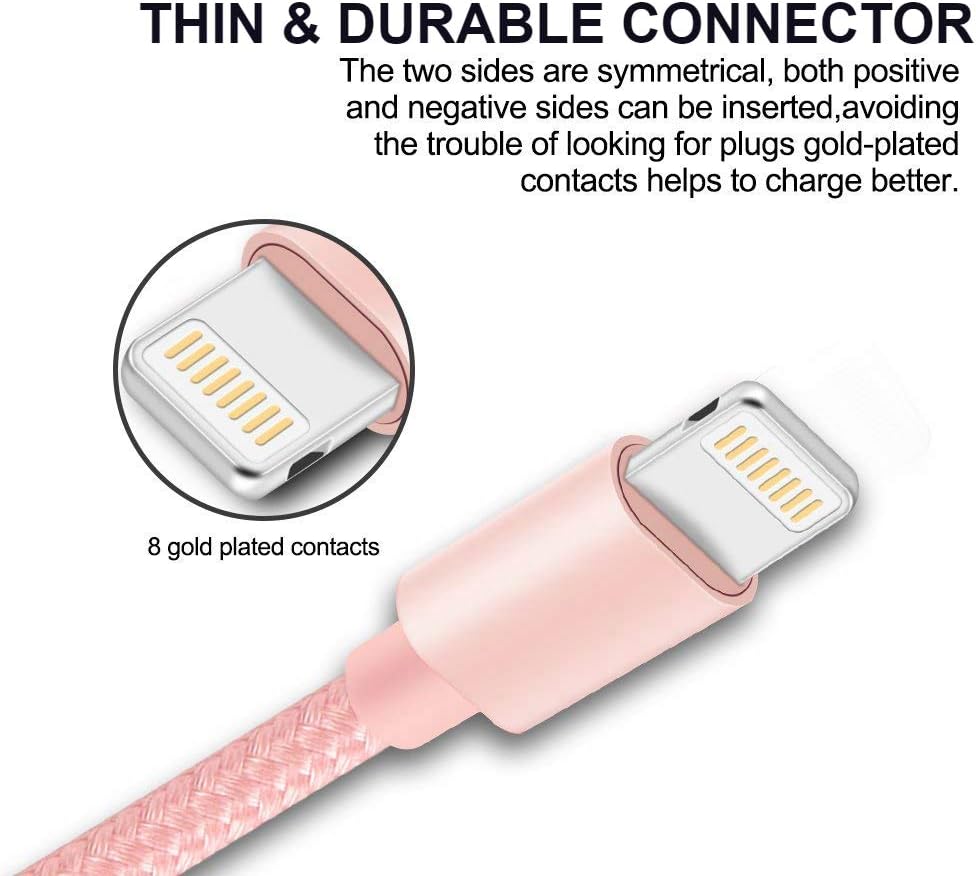 Boost Chargers 5V USB Wall Charger Power Adapter 1A Cube for Plug Outlet w/ 10FT Nylon Braided Charging Pad Cable Cord (Pink) 2 Pack: Home Audio & Theater