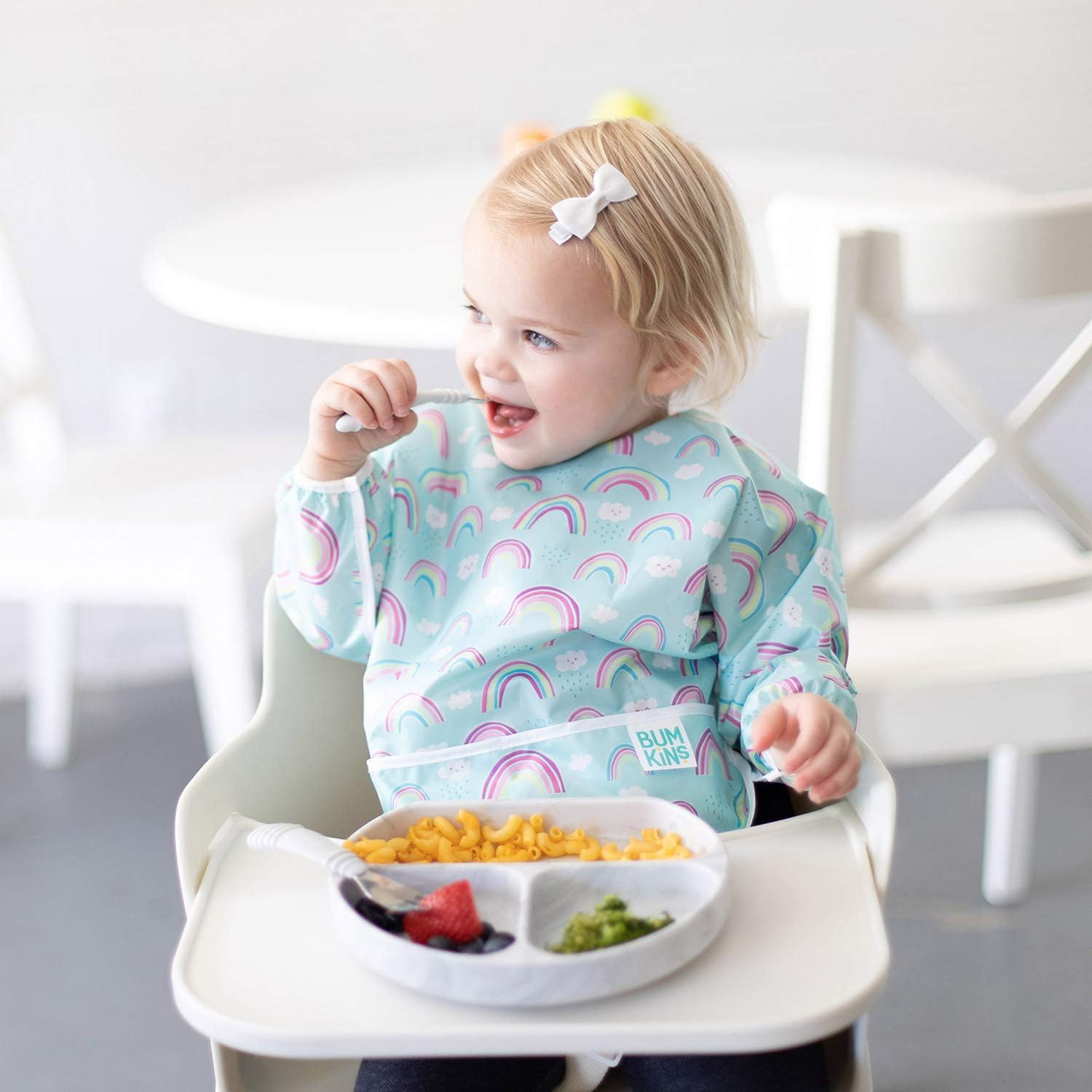 Bumkins Sleeved Bib, Handy Tie Closure for Custom Fit Catch-All Pocket, Baby-Led Weaning, Waterproof, Machine Washable - Image 3