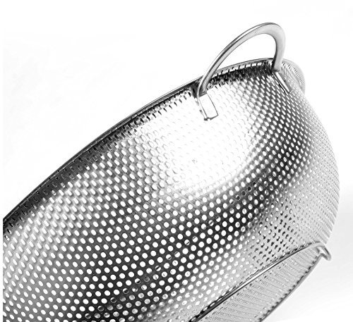 Stainless Steel Colanders By Teja’s-Kitchen Strainer Basket With Heavy Duty Handles-Pasta Noodles Drains/Dishwasher Safe