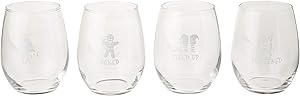 Drunk Christmas Funny Stemless Wine Glasses Set of 4 | Hilarious Christmas Themed Wine Glass for Holiday Party | 4 Designs | 15 oz Cheerful Party Cups & Gift Exchange Idea for White Elephant, Xmas